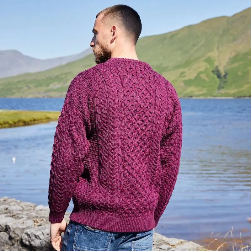 Men's Merino Wool Aran Sweater: Traditional Irish Fisherman Knit