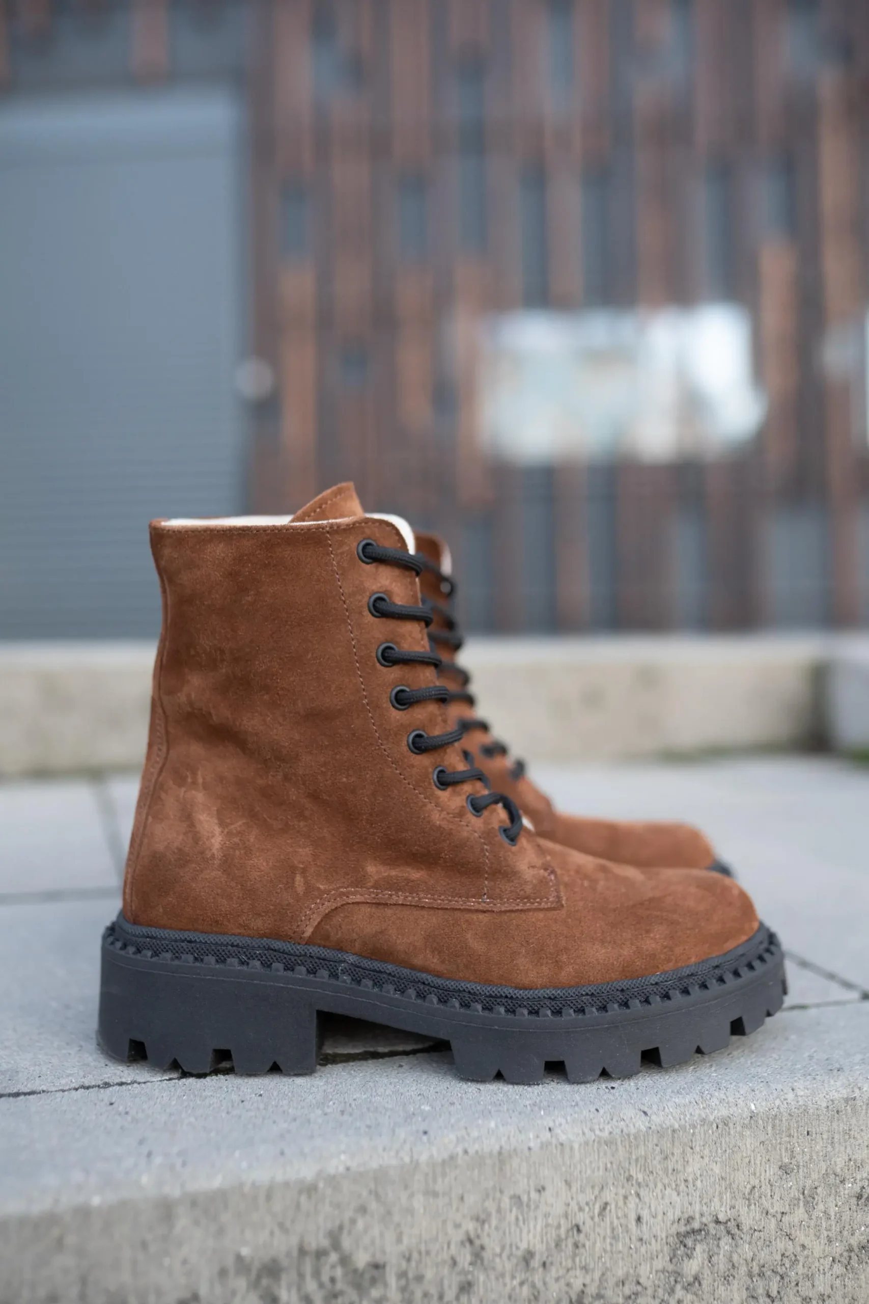 Women S Brown Suede Combat Boots Handmade Lace