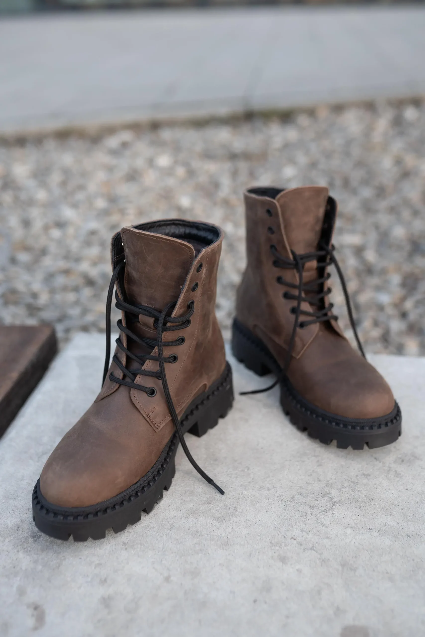 Brown Leather Ankle Boots For Women Crazy Horse