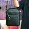 Men's Genuine Leather Crossbody Bag Travel Business Black